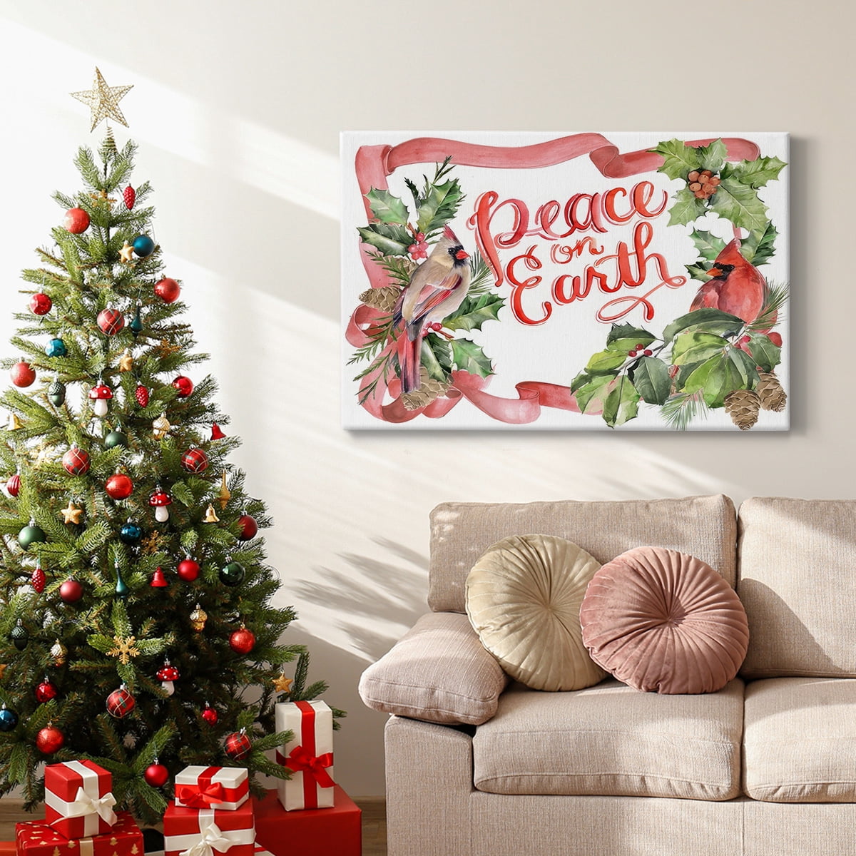 Cardinal Holly Christmas Collection A- Gallery Wrapped Canvas