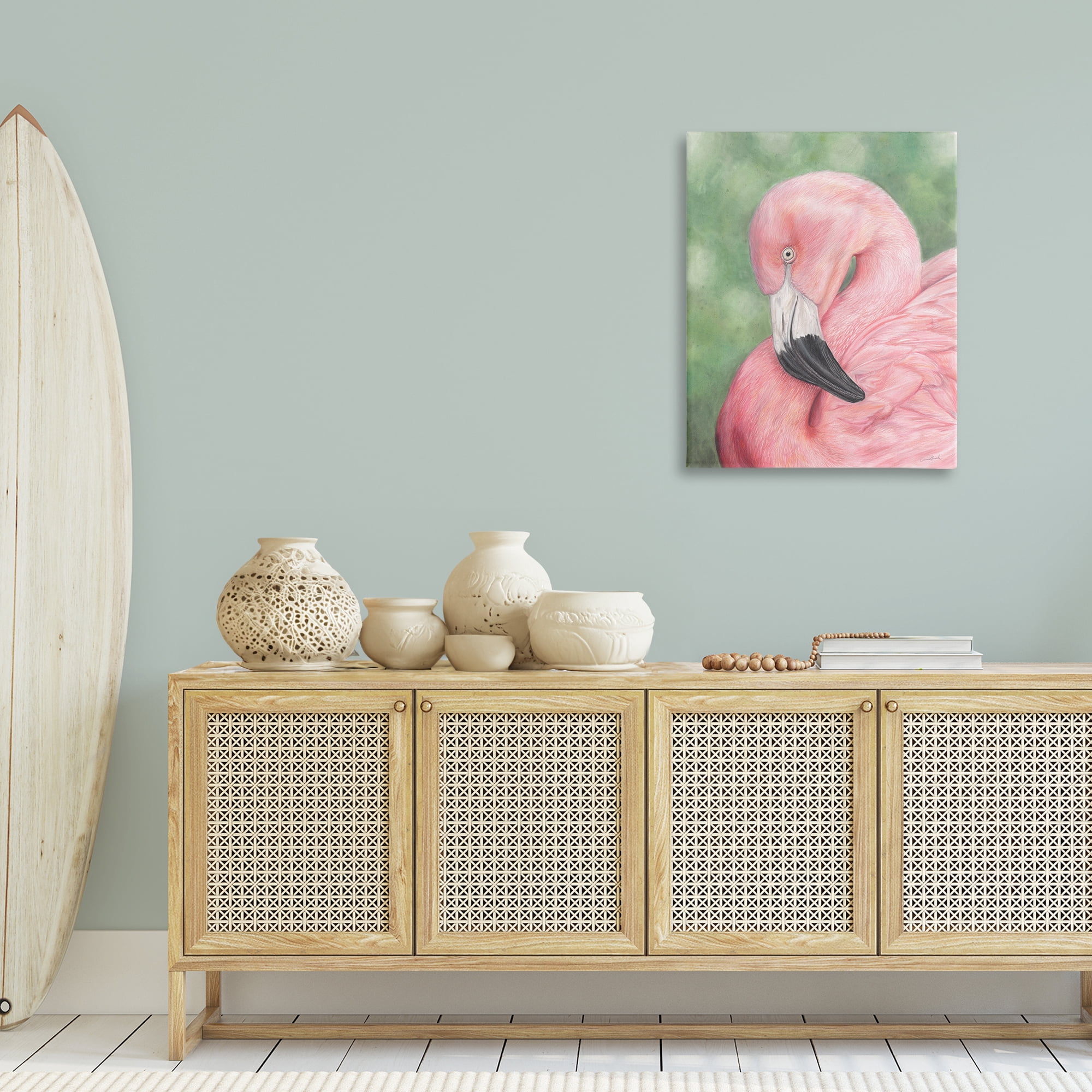 Stupell Industries Blushing Flamingo Visage Animals & Insects Painting Gallery Wrapped Canvas Art Print Wall Art, 24 x 30