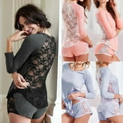 Sleeveless Tops Shorts Pajamas Sleepwear Set Loungewear Pajamas Clothing Outfits Set Cotton Women´s Lace Lace Sleepwear Nightwear