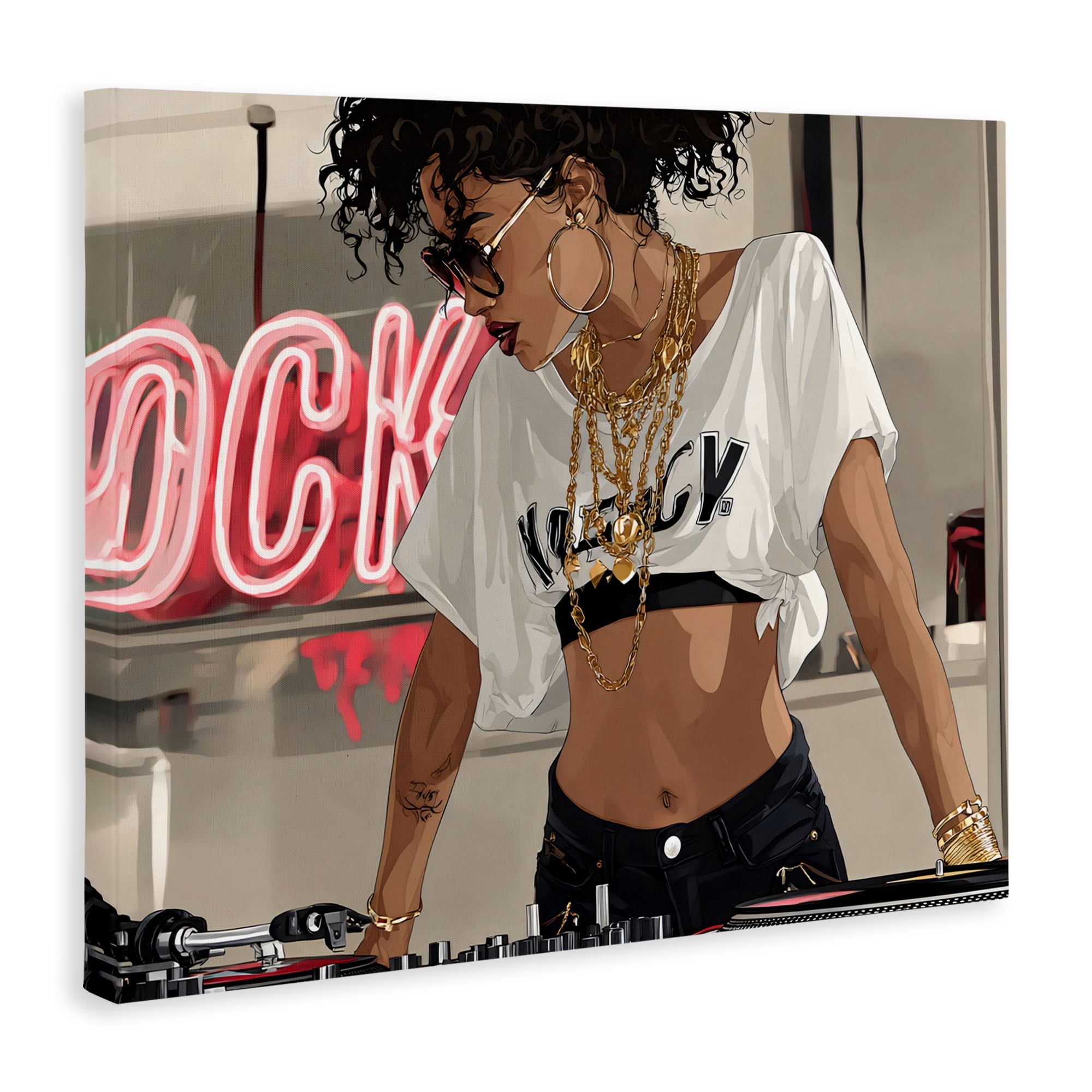 Stupell Industries Rock Neon DJ Music Canvas Wall Art, design by Franklyn Gregory