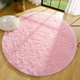 thumbnail image 2 of TWINNIS Round Rug Soft Fluffy Circle Rugs Shaggy Area Carpets for Bedroom, Baby Room,Nursery Room,4'x4',Pink, 2 of 7