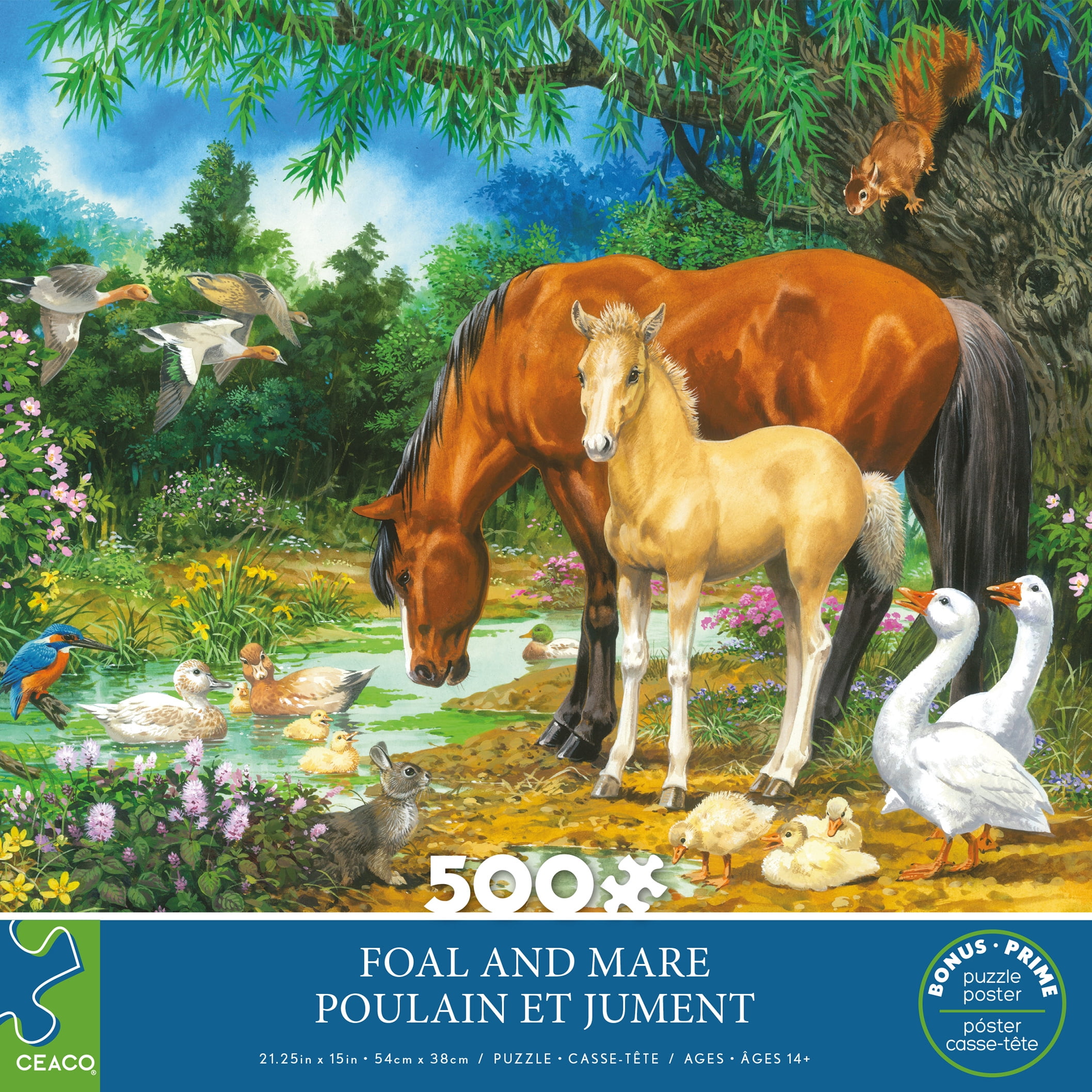 Ceaco John Francis Foal and Mare 500-Piece Interlocking Jigsaw Puzzle for Adults Ages 14+