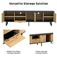 thumbnail image 4 of PORKISS TV Stand for 80 Inch TV, Modern Farmhouse TV Stand with 4 Cabinets and Open Shelves, Home Entertainment Center, Wood+Black#, 4 of 12
