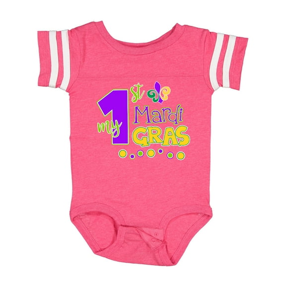 Inktastic My 1st Mardi Gras with Dots Boys or Girls Baby Bodysuit