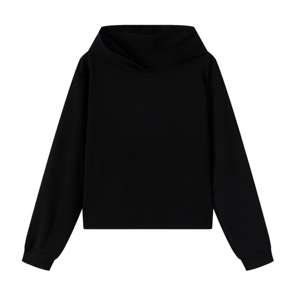 Breezora Kids Solid Color Pullover Hoodie Lightweight Long Sleeve Sweatshirt Cozy Everyday Top for Boys and Girls 110 Size Black