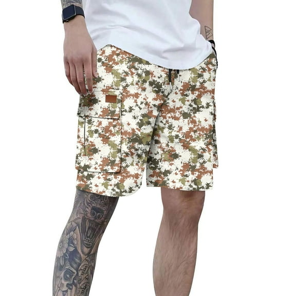 MingSongHua george Plus Size Men's Shorts Clearance，Men's Summer Casual Camouflage Fashion Pockets Drawstring Elastic Waist And Comfortable Shorts Cargo Pant