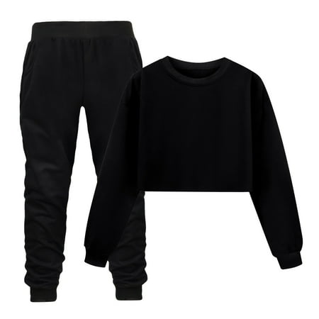 

Boys Shorts Sets Size 91 Kids Toddler Baby Girls Boys Autumn Winter Solid Cotton Long Sleeve Hooded Hoodie Pants Set Clothes Z18-Black