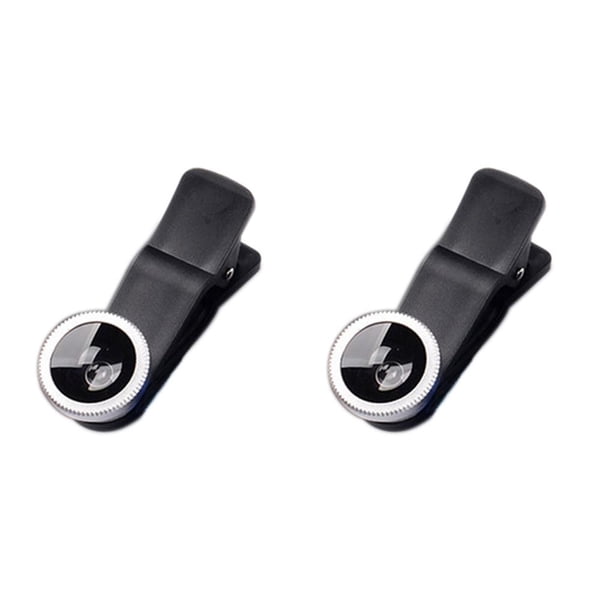 Cateissary Lente de cámara universal para teléfono móvil, portátil, profesional, gran angular, Macro, ojo de pez, herramienta para sesión de fotos, Plata 2piezas