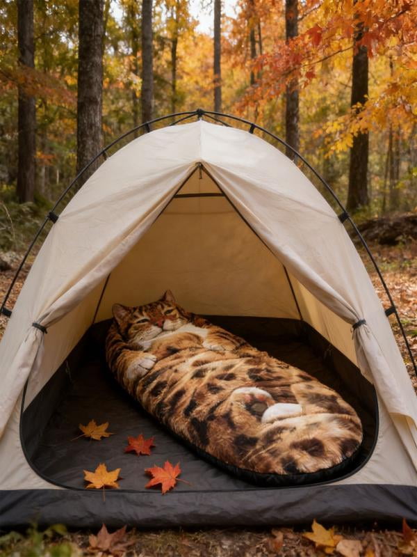 Cozy Cat-Themed Sleeping Bag for Adults - Soft Plush Envelope Design, Warm and Comfortable for Indoor Lounging and Camping, Easy to Wash and Maintain