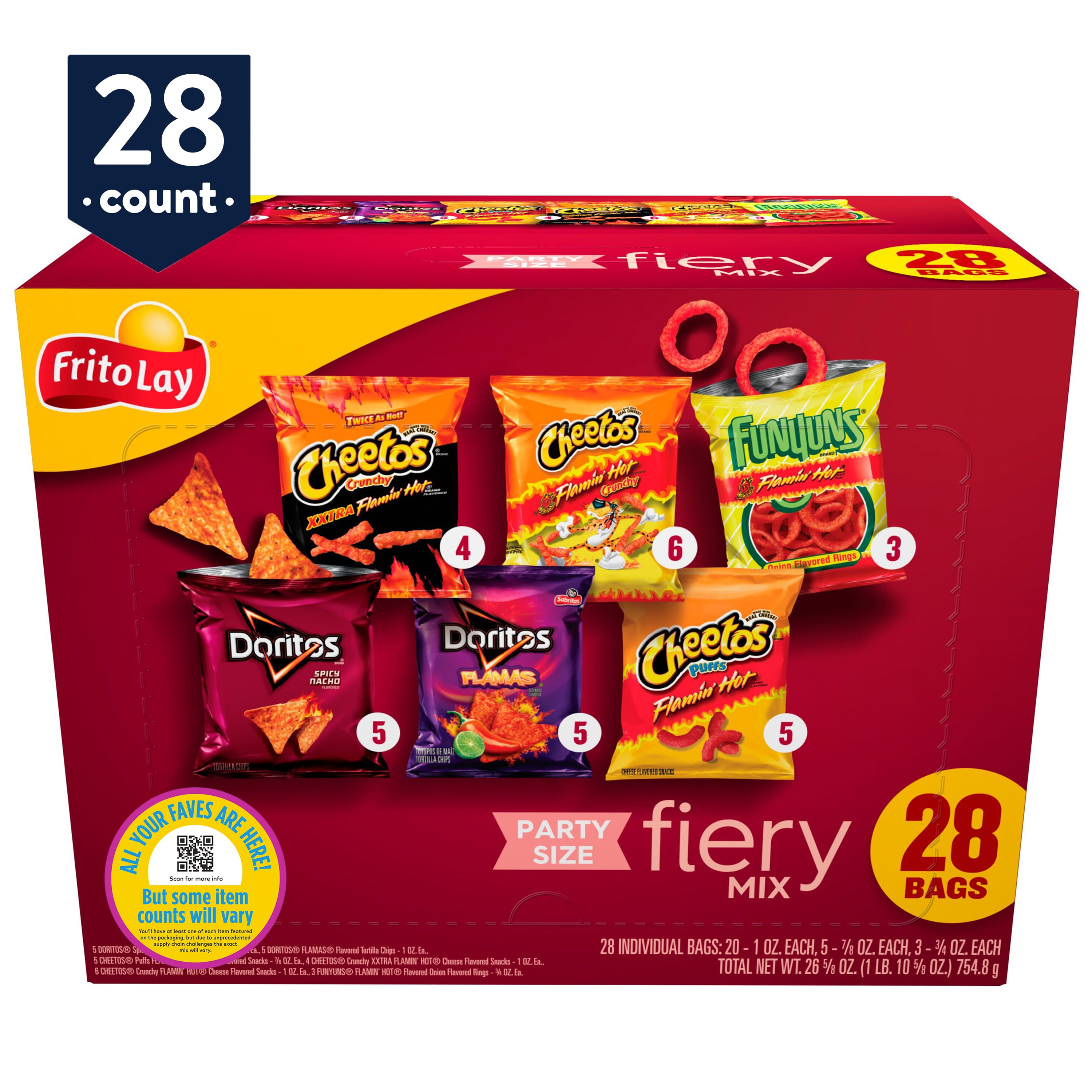Frito-Lay Snacks Fiery Mix Variety Pack, 28 Count