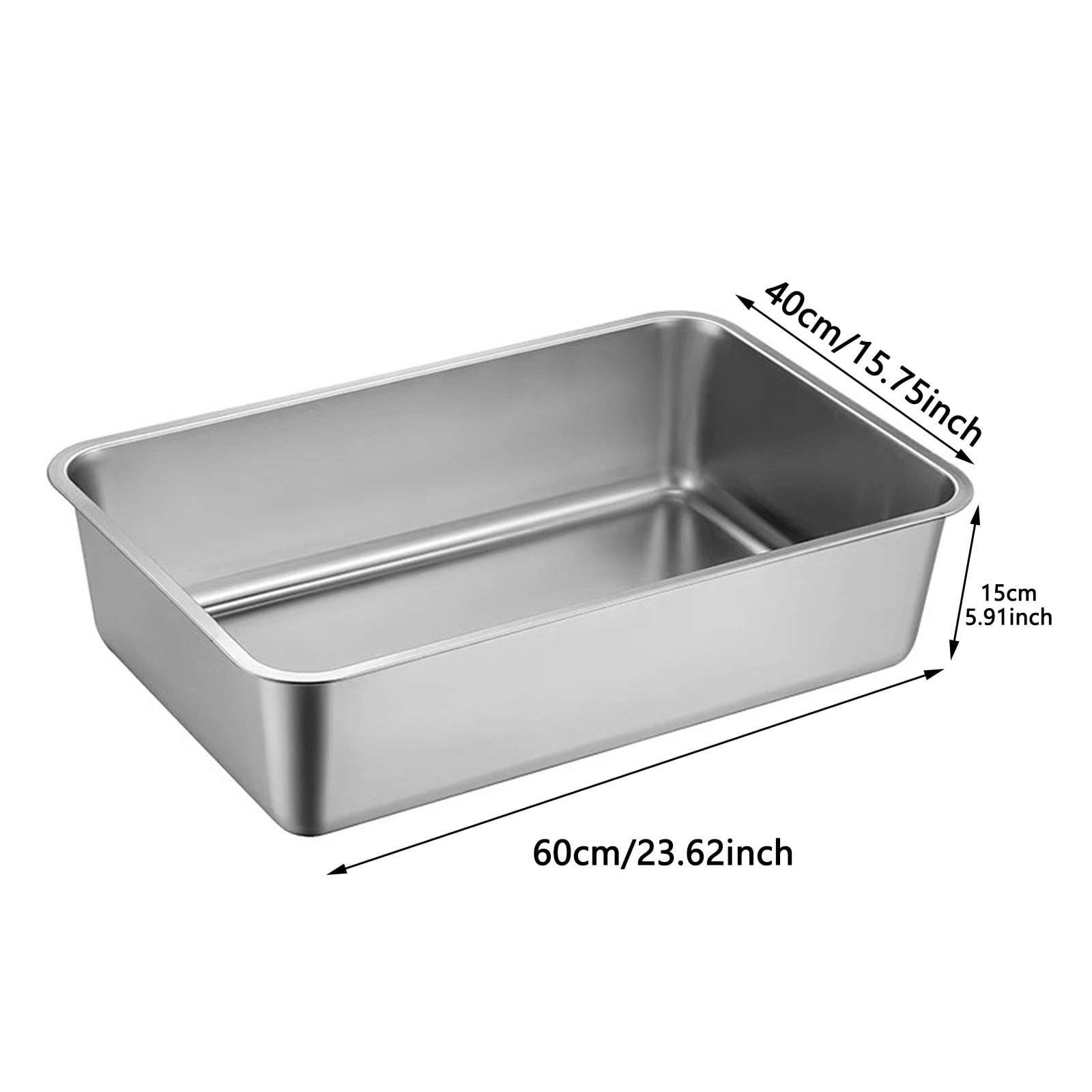 Stainless Steel Cat Litter Box Extra Large High Sided Metal Litter Tray for Big Cats Odorless,Non-Stick Surface,Easy Clean Anti-Leak Durable Design for Kittens Adult Cats(23.62*15.75*5.91Inch)