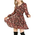 thumbnail image 1 of Unique Bargains Robe à Manches Longues Élastique à Ourlet Volanté avec Ceinture pour Femmes, 1 of 7