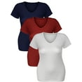 thumbnail image 5 of Essential Basic Women's Short Sleeve T Shirt V Neck Tee Value Set (3Pk, Navy, Red, White, Small), 5 of 5