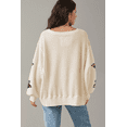 thumbnail image 3 of Festive White Waffle Knit Long Sleeve Pullover - Thanksgiving Turkey Graphic | [ZhiHiMeRi] | (US 12-14)L, 3 of 7