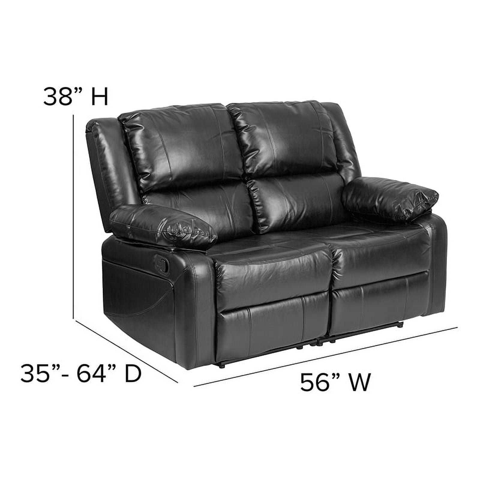 Emma + Oliver Black LeatherSoft Loveseat with Two Built-In Recliners