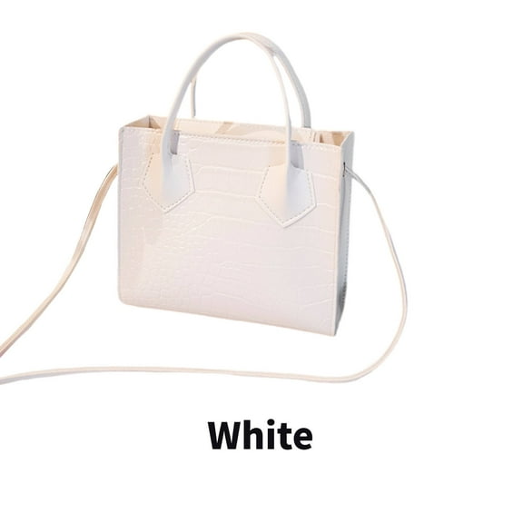CCOCC Cross Body Bag for Woman,Crocodile Print White Purse,Smooth Pull Head White Purses for Women,White