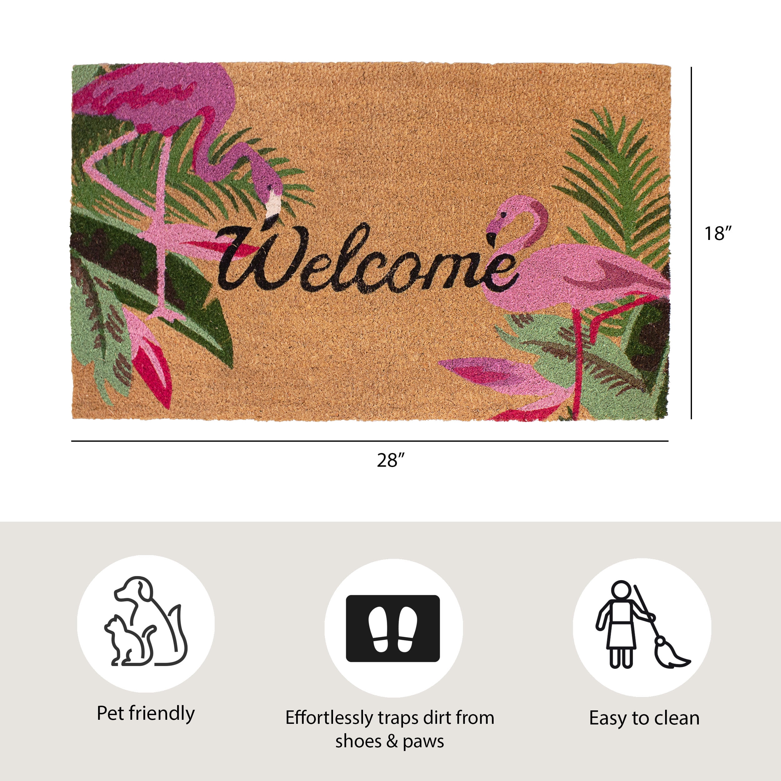 Storm Stopper All Weather Flamingo Duo Indoor/Outdoor Printed Coir Mat