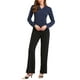 thumbnail image 2 of Blusas de manga larga con cuello notch asimétricas para mujeres XL azul oscuro, 2 of 6