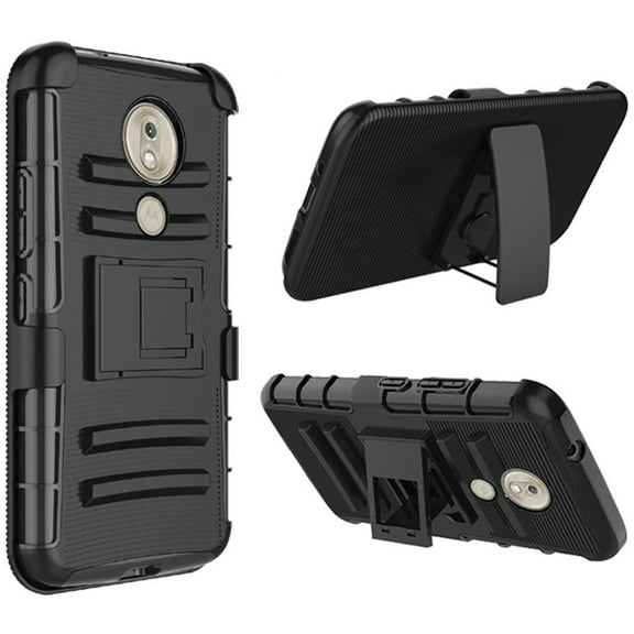 GSA Rubberized Holster Case Stand for Motorola Moto G7 Play, XT1952 - Black