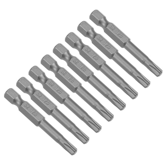 8pcs 50mm Long 1/4" Hex Shank T25 Torx Screwdriver Bits S2 High Alloy Steel