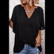 thumbnail image 4 of Blusas Elegantes e Informales para Mujer, -Verano 2025, Cuello en V, Corta, Blusas de Informales para Negocios. Negro L, 4 of 8