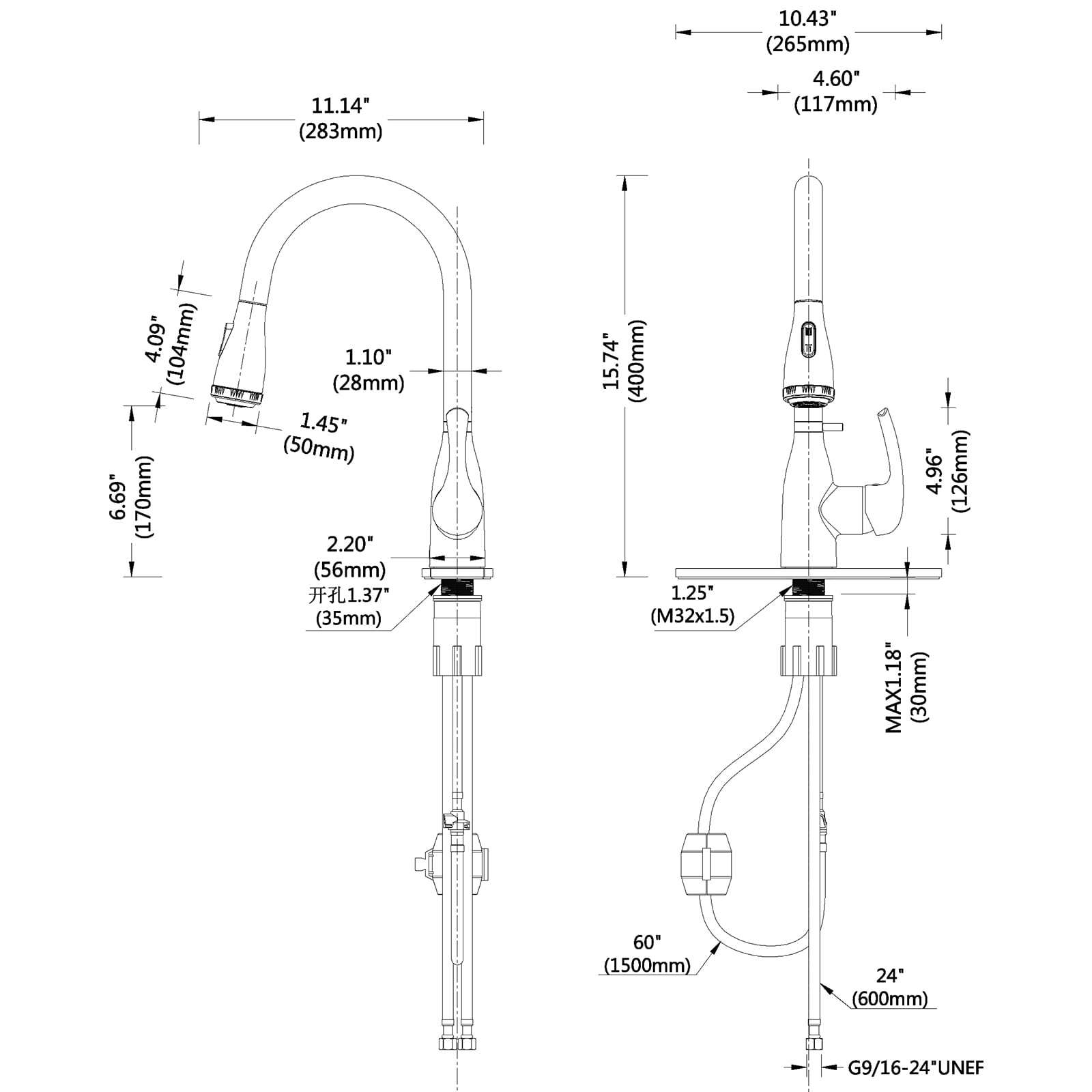 Kitchen Faucet with Pull Down Sprayer and 4 Spraying Modes Brushed Nickel Commercial 1 or 3 Hole Kitchen Faucets with Locking Buckle for Farmhouse Rv Bar Sinks