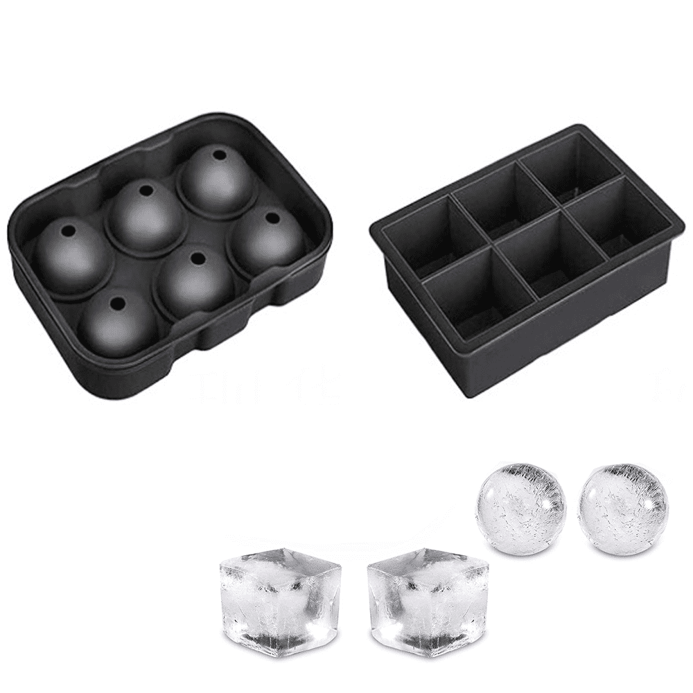 Unigul Ice Cube Trays for Freezer(2Pack), 2.5'' Ice Ball Maker Mold, Round  Ice Cube Mold, Whiskey Ice Mold with Lid, Bin&Clip, Large Ice Cube Tray