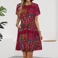 thumbnail image 2 of Mola De Panama Deer Women's Dress Short Sleeve Summer Sundress Summer Women Clothes, 2 of 7