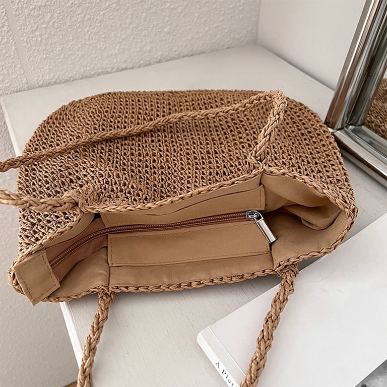Women Straw Crochet Backpack Casual Summer Beach Bag Flap  display picture 2