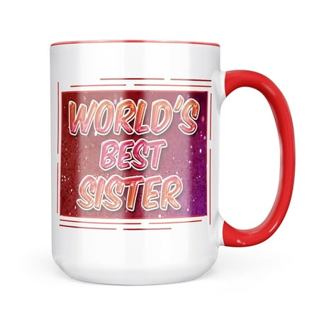 

Neonblond Worlds best Sister happy sparkels Mug gift for Coffee Tea lovers