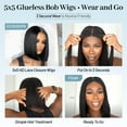 thumbnail image 2 of Cabello humano Bob Wig EQ DUOUPA Wear and Go, sin pegamento, 20 cm, 2 of 6