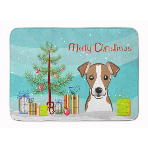 Carolines Treasures BB1632RUG Christmas Tree and Jack Russell Terrier Machine Washable Memory Foam Mat 19 X 27"