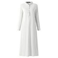 thumbnail image 6 of Grianlook Women Maxi Dresses Long Sleeve Dress Solid Color Ladies Retro Sexy V Neck White XXL, 6 of 9