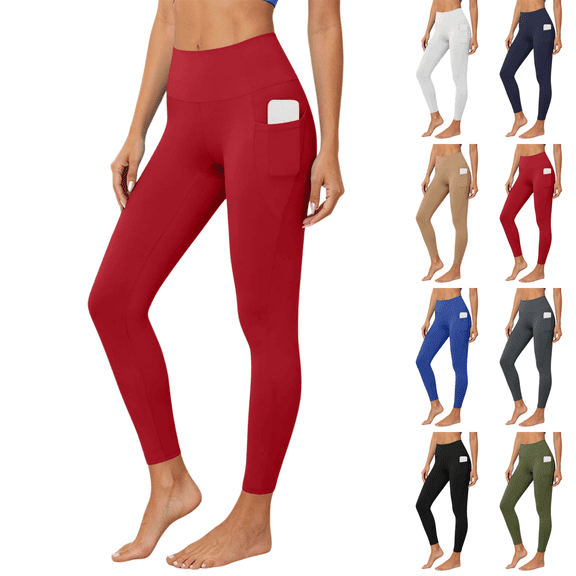 Sunnin Womens High Waist Yoga Leggings Side Phone Pocket Tight Fit Workout Pants Athletic Trousers