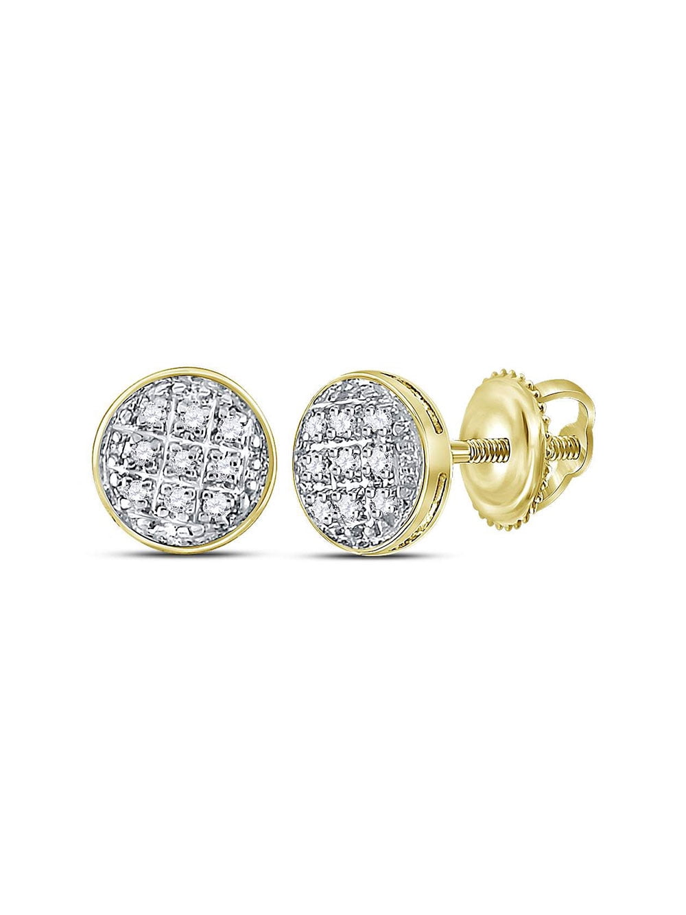 Mens Womens 10K Yellow Gold Over 1.60 Ct Diamond Pave Circle Round Stud Earrings 