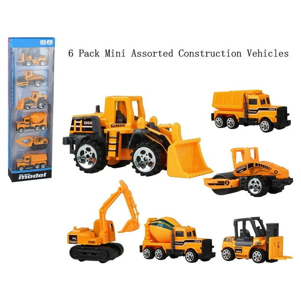 6 Pack Mini Assorted Construction Vehicles & Car Toys For Children