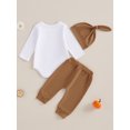 thumbnail image 4 of Suealasg Baby Boys Girls Thanksgiving Clothes Long Sleeve Turkey Print Romper Long Pants Hat Sets 3 6 12 18 Months Infant Boys Girls 3Pcs Spring Fall Pants Set Outfits, 4 of 7