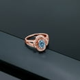 thumbnail image 4 of Gem Stone King 18K Rose Gold Plated Silver Ring Oval Persian Blue Moissanite and (1.75 Cttw, Size 7), 4 of 4