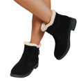 thumbnail image 3 of EKVAHL Women's Winter Ankle Boots, Faux Fur Lined Booties, Round Toe Low Block Heel Cold Weather Warm Boots Black, 3 of 5