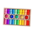 thumbnail image 3 of Bunblic Acrylic Wooden GEM Blocks Colorful Learn Color with Storage Tray Developmental Birthday Gift Stacking Toy Building Blocks Set Style A, 3 of 8