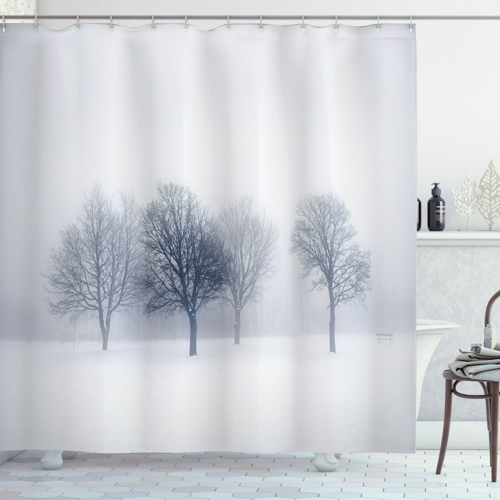 Landscape Shower Curtain, Abstract View of Trees Forest Branches