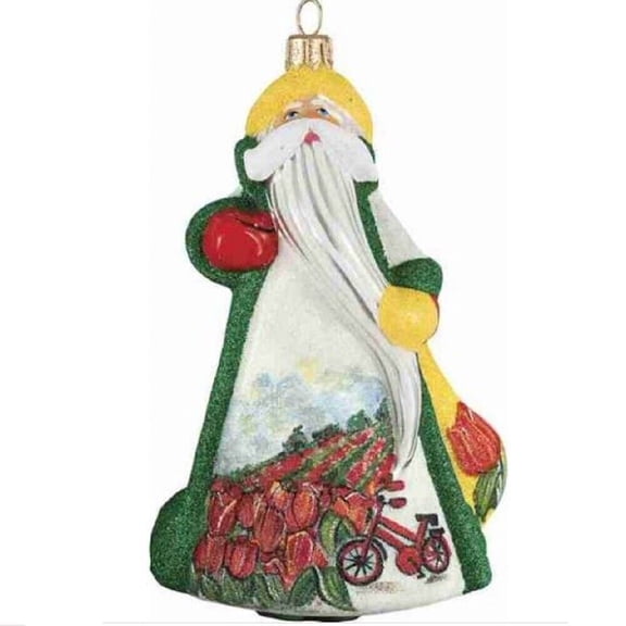 Glitterazzi Holland Santa Polish Glass Christmas Ornament