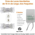 thumbnail image 3 of Luces Navideñas 2PCS, 10M 100LED 8Modos de Luces led para Cuarto, Guirnalda de Luces para Exterior Enchufe de Extremo a Extremo para Interior, Navidad, Fiesta, Patio (Blanco Frío), 3 of 5
