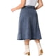 thumbnail image 3 of Falda de mezclilla de talla grande GRACE & GRANDEUR para mujeres, de cintura alta, estilo A-line, falda de jeans casual con bolsillos 1X gris azul, 3 of 6