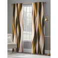 thumbnail image 4 of Brown Striped Ombre Sheer Curtains 96 Inch Length 2 Panels Set, Modern Brown Moire Geometric Voile Window Treatment Semi Sheer Long Curtains Drapes for Bedroom/Living Room/Kitchen 52"x96"x2, 4 of 7