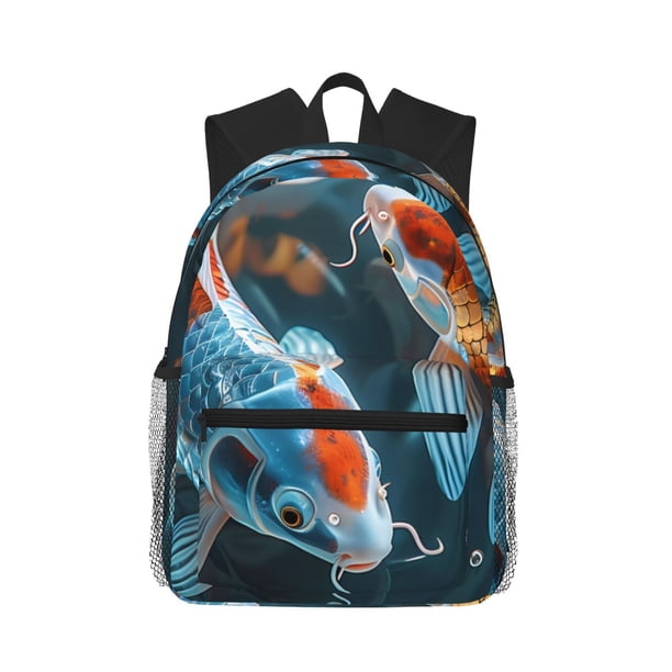 Easygdp Cute Koi Fish Serenity Mochila Casual para Portátil, Mochila para Escuela, Viajes, Negocios