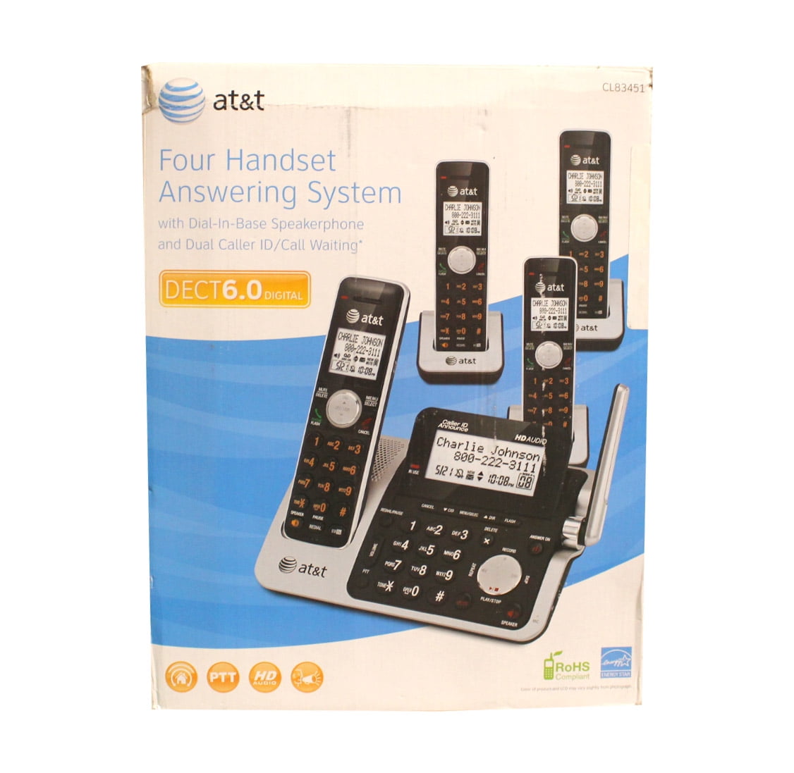 AT&T CL83451 Cordless Phone DECT 6.0 Digital Four Handset Answering