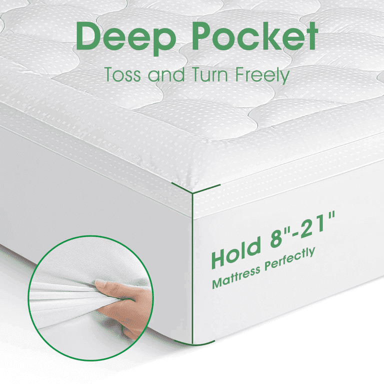 EASELAND Queen Size Mattress Pad Pillow Cover Quilted Fitted Mattress  Protector Cotton Top 8-21 Deep Pocket Cooling Mattress Topper (60x80  Inches
