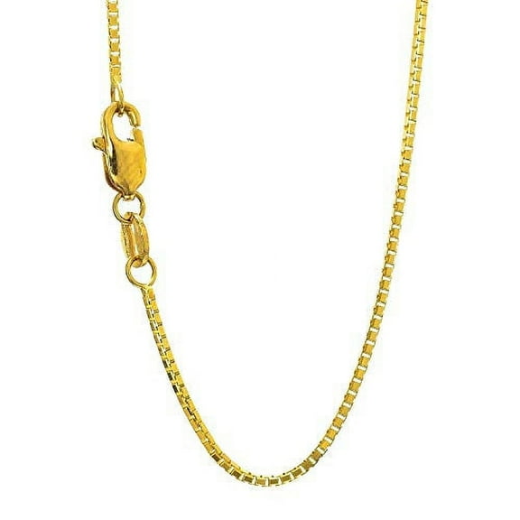 JewelStop 14k Solid Yellow Gold 1 mm Octagonal Design Box Chain, Lobster Claw Clasp - 18 Inches, 3gr.