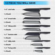 Knife Set, McCook 12-Piece Granite Kitchen Knife Set, High Carbon German Stainless Steel Knives Set with Blade Guards, Non-stick Coating, Ultra Sharp, Dishwasher Safe